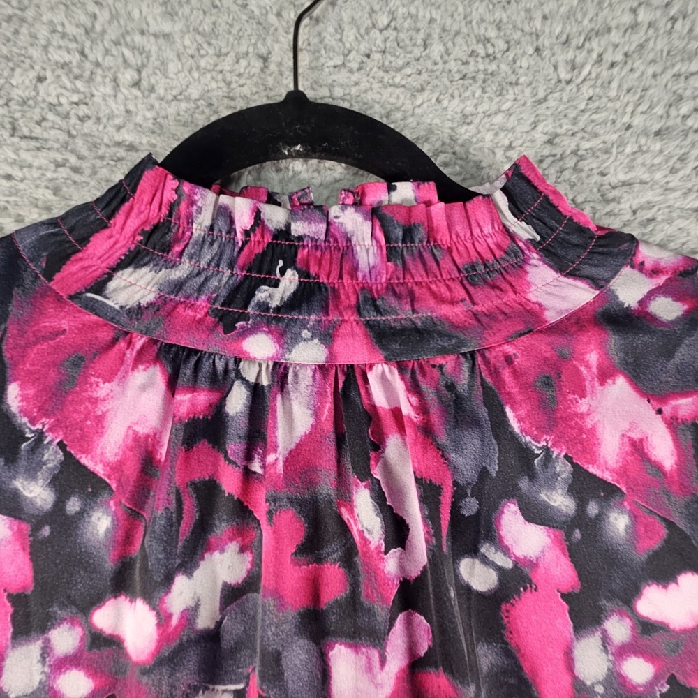 Ming‎ Wang Mock Neck Top Womens L Geometric LS Officecore Career Wear Corpcore - Picture 2 of 13